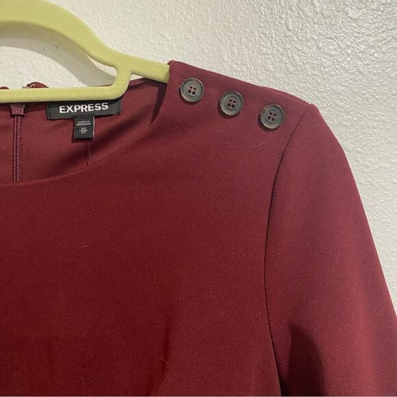 Express Burgundy Belted Midi Dress Sz XS NWT - Picture 5 of 13